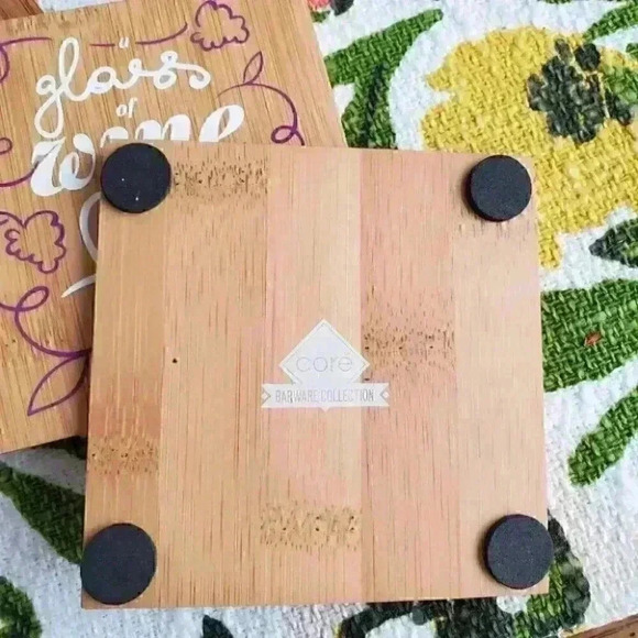 Set of four wood square coasters home wine - Picture 4 of 4